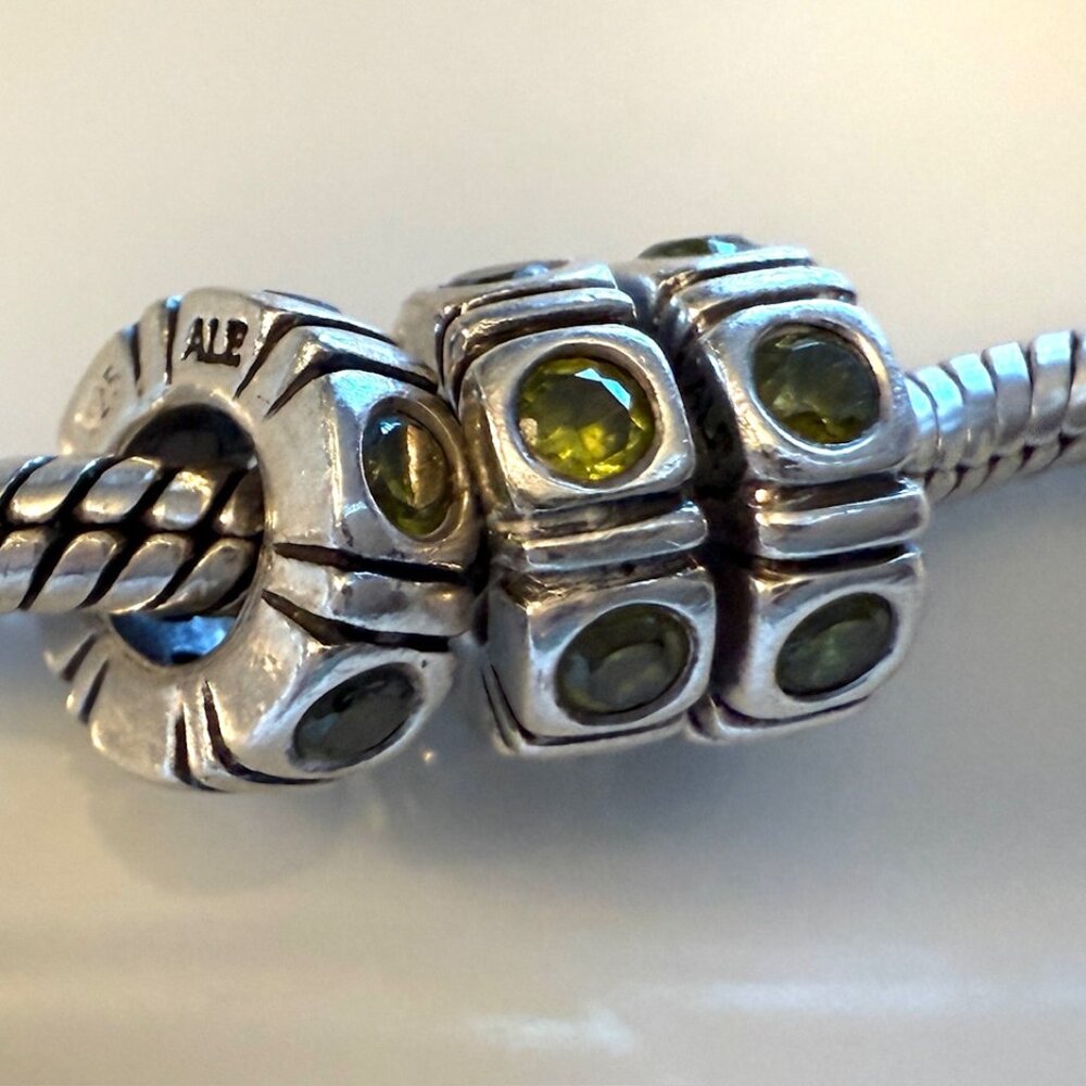 Three Pandora Green CZ Retired Trinity Spacer Charms